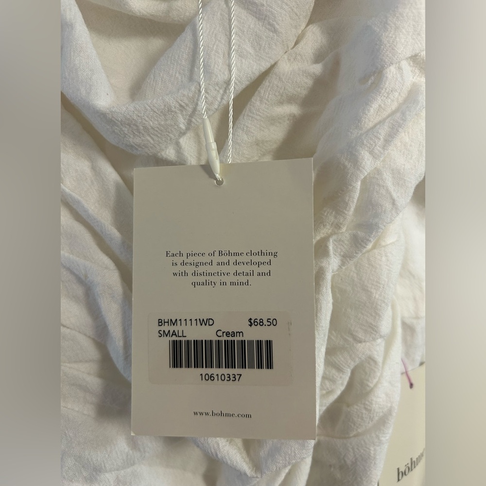Bohme White Midi Dress Puff Sleeves Size small NWT - Picture 6 of 6